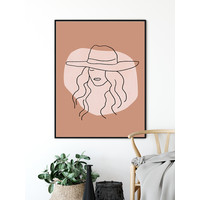 Frau mit Hut - Grafik-Poster