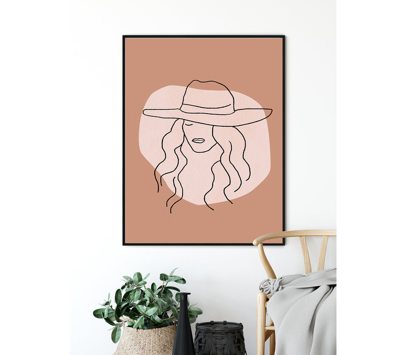 Frau mit Hut - Grafik-Poster