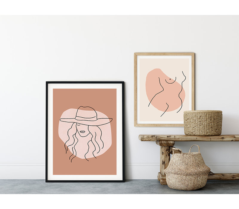 Frau mit Hut - Grafik-Poster