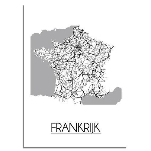 Frankrijk Plattegrond poster 