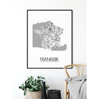 Frankrijk Plattegrond poster