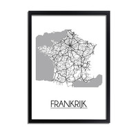 Frankrijk Stadtplan-poster