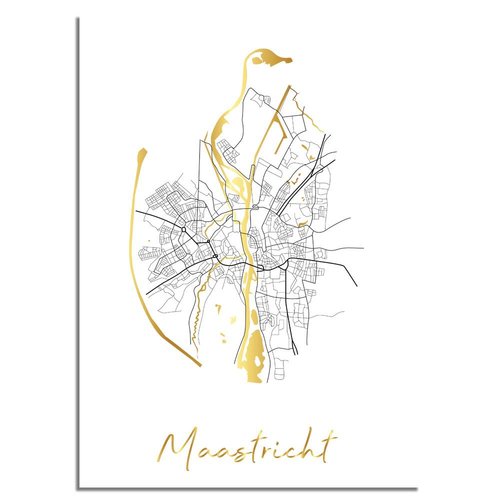 Maastricht Plattegrond Stadskaart poster met goudfolie bedrukking 