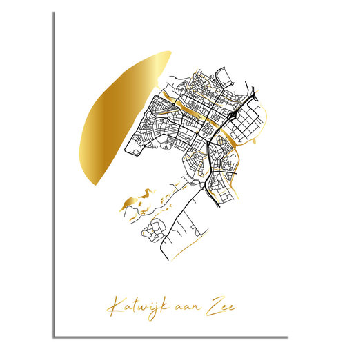 Katwijk aan Zee Karte Stadtplan Poster mit Goldfoliendruck 