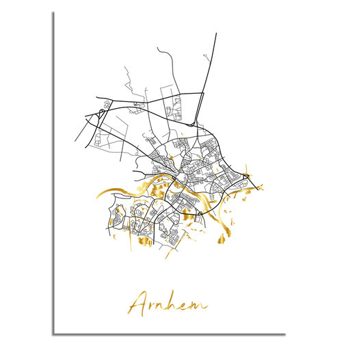 Arnhem Plattegrond Stadskaart poster met goudfolie bedrukking 