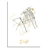 Delft Karte Stadtplan Poster mit Goldfoliendruck