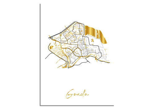 DesignClaud Gouda Karte Stadtplan Poster mit Goldfoliendruck