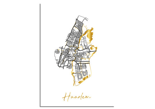 DesignClaud Haarlem Karte Stadtplan Poster mit Goldfoliendruck