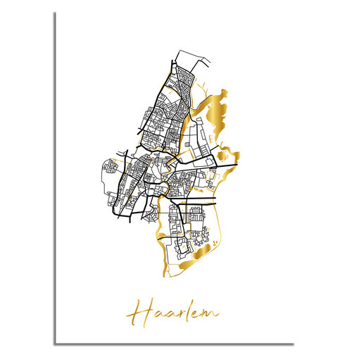 Haarlem Karte Stadtplan Poster mit Goldfoliendruck 