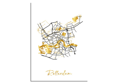 DesignClaud Rotterdam Karte Stadtplan Poster mit Goldfoliendruck