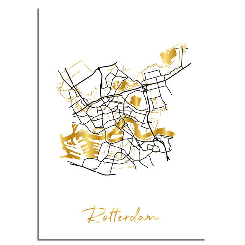 Rotterdam Karte Stadtplan Poster mit Goldfoliendruck 