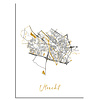 Utrecht Plattegrond Stadskaart poster met goudfolie bedrukking