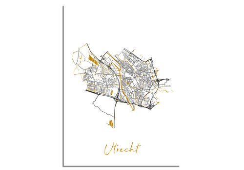 DesignClaud Utrecht Karte Stadtplan Poster mit Goldfoliendruck