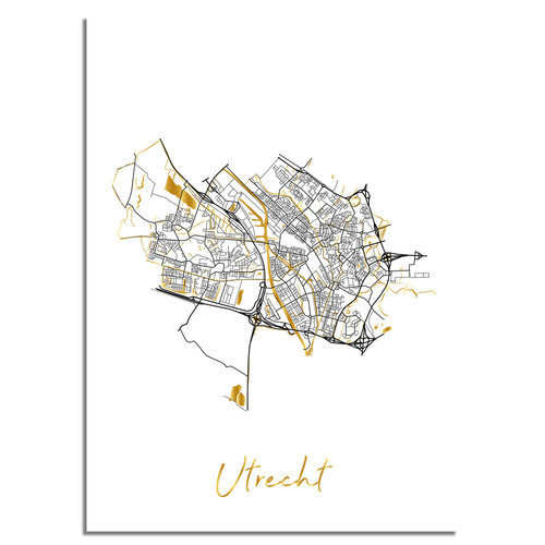 Utrecht Karte Stadtplan Poster mit Goldfoliendruck 