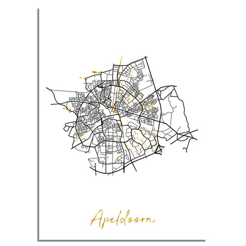 Apeldoorn Karte Stadtplan Poster mit Goldfoliendruck 
