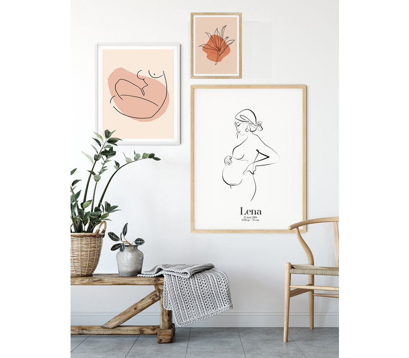 Geburtsposter Schwangerer Bauch - 9 Monate Poster