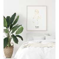 Geburtsposter Schwangerer Bauch - 9 Monate Poster - Goldfolie
