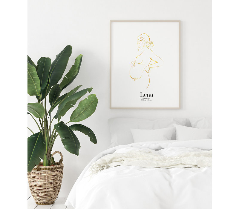 Geburtsposter Schwangerer Bauch - 9 Monate Poster - Goldfolie