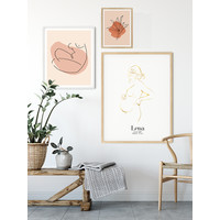 Geburtsposter Schwangerer Bauch - 9 Monate Poster - Goldfolie