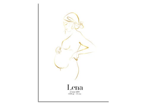 DesignClaud Geburtsposter Schwangerer Bauch - 9 Monate Poster - Goldfolie
