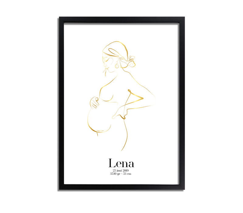 Geburtsposter Schwangerer Bauch - 9 Monate Poster - Goldfolie