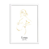 Geburtsposter Schwangerer Bauch - 9 Monate Poster - Goldfolie