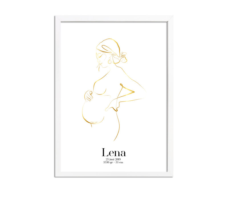 Geburtsposter Schwangerer Bauch - 9 Monate Poster - Goldfolie