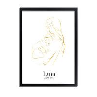 Geburtsposter Mutter und Kind - Goldfolie