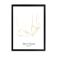 Hochzeitsposter Braut und Bräutigam Goldfolie - Hochzeitsgeschenk personalisiert