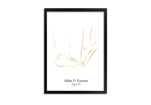 DesignClaud Hochzeitsposter Braut und Bräutigam Goldfolie - Hochzeitsgeschenk personalisiert