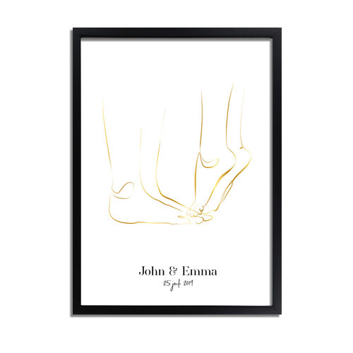 Hochzeitsposter Braut und Bräutigam Goldfolie - Hochzeitsgeschenk personalisiert 