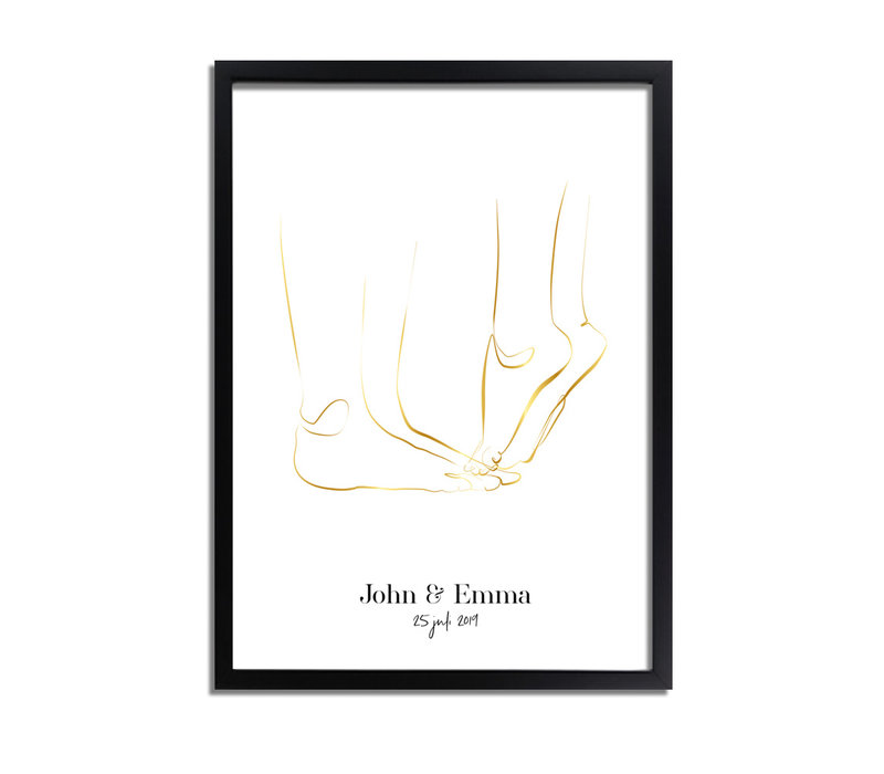 Hochzeitsposter Braut und Bräutigam Goldfolie - Hochzeitsgeschenk personalisiert
