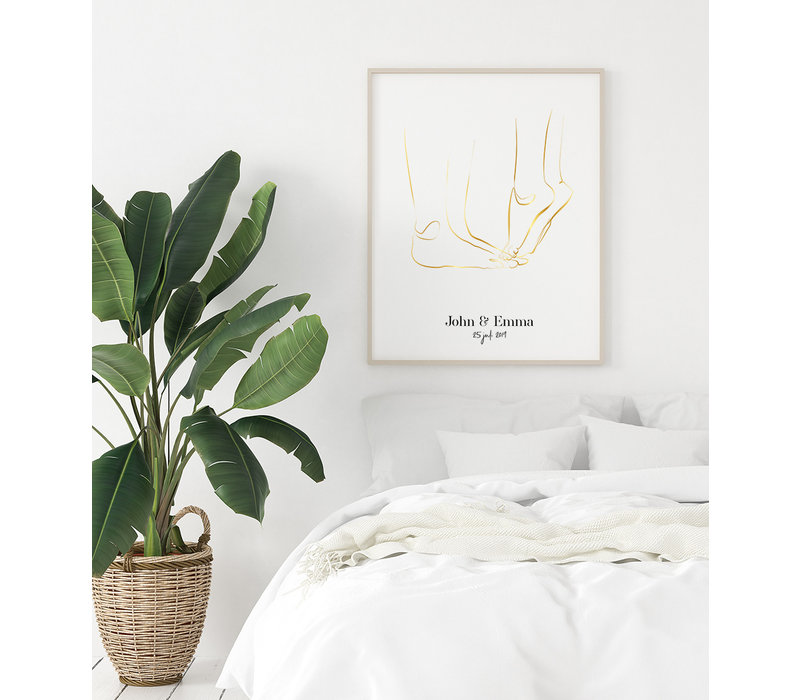 Hochzeitsposter Braut und Bräutigam Goldfolie - Hochzeitsgeschenk personalisiert