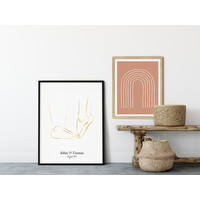 Hochzeitsposter Braut und Bräutigam Goldfolie - Hochzeitsgeschenk personalisiert