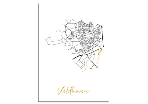 DesignClaud Veldhoven Karte Stadtplan Poster mit Goldfoliendruck