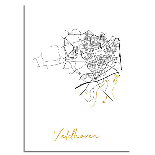 Veldhoven Karte Stadtplan Poster mit Goldfoliendruck 