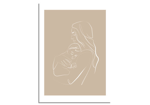 DesignClaud Poster Frau mit Baby natürliche - Minimalismus