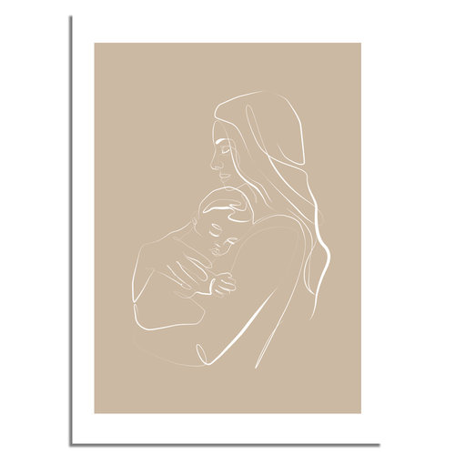 Poster vrouw met baby naturel - minimalisme 