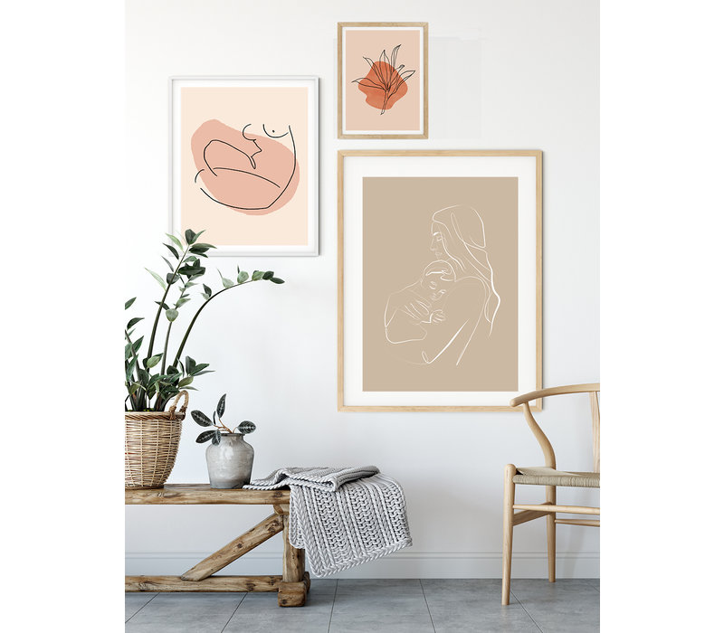 Poster vrouw met baby naturel - minimalisme