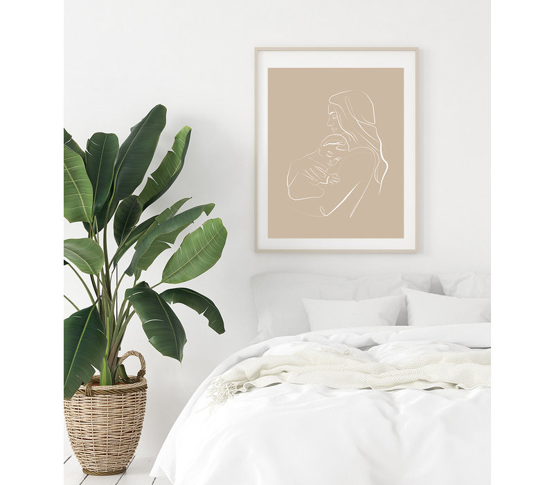 Poster vrouw met baby naturel - minimalisme