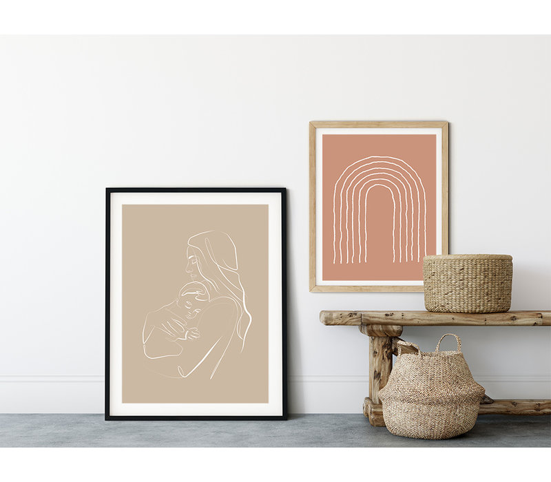 Poster Frau mit Baby natürliche - Minimalismus