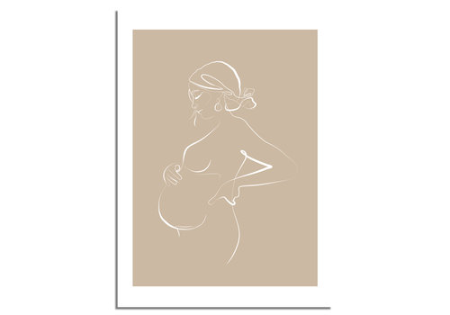 DesignClaud Poster Zwangere vrouw naturel - minimalisme