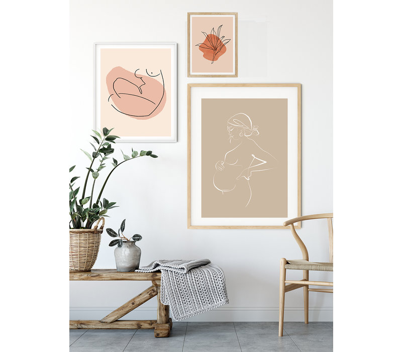 Poster Schwangere Frau natürliche - Minimalismus