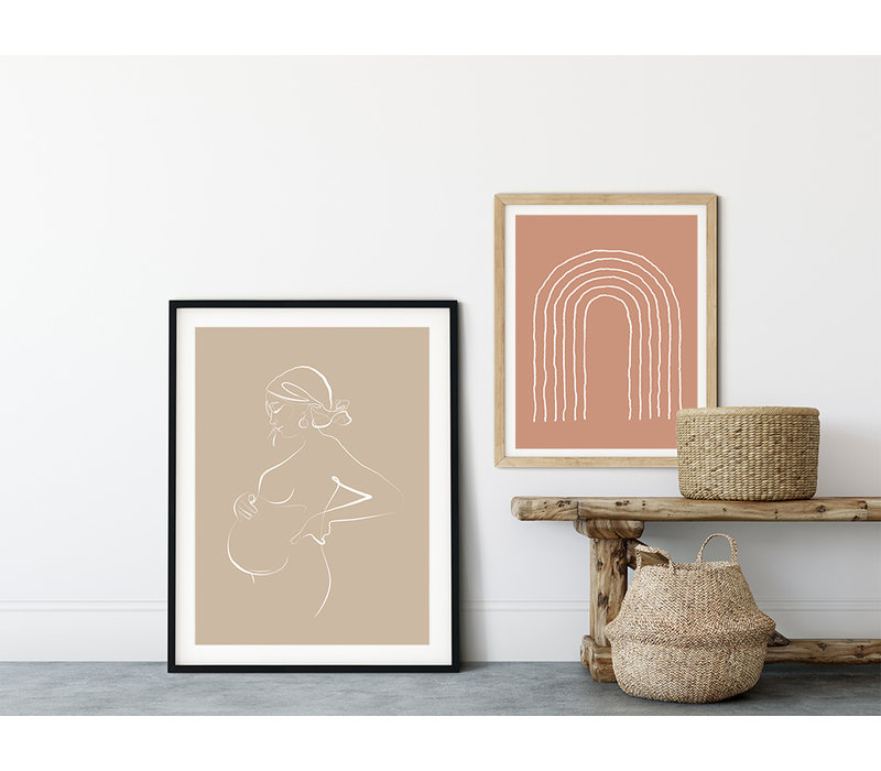 Poster Schwangere Frau natürliche - Minimalismus