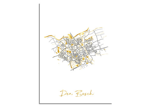 DesignClaud Den Bosch Karte Stadtplan Poster mit Goldfoliendruck
