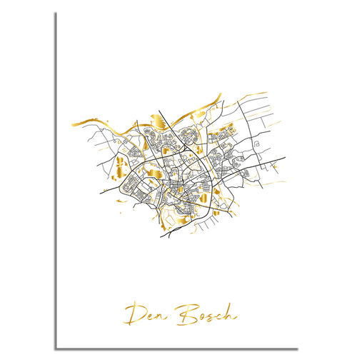 Den Bosch Plattegrond Stadskaart poster met goudfolie bedrukking 