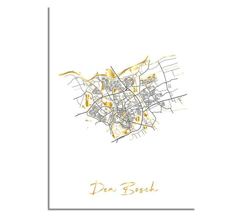 Den Bosch Plattegrond Stadskaart poster met goudfolie bedrukking