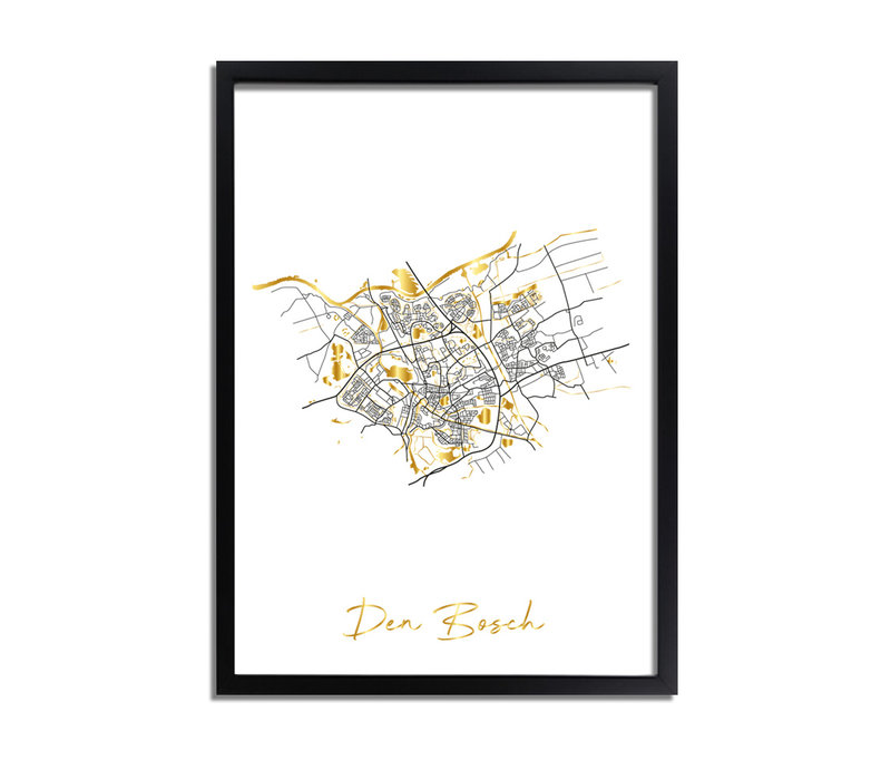 Den Bosch Plattegrond Stadskaart poster met goudfolie bedrukking