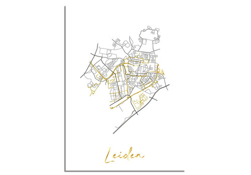 DesignClaud LeidenKarte Stadtplan Poster mit Goldfoliendruck