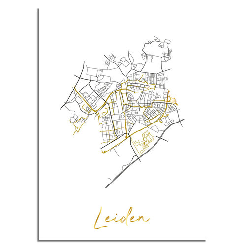 LeidenKarte Stadtplan Poster mit Goldfoliendruck 